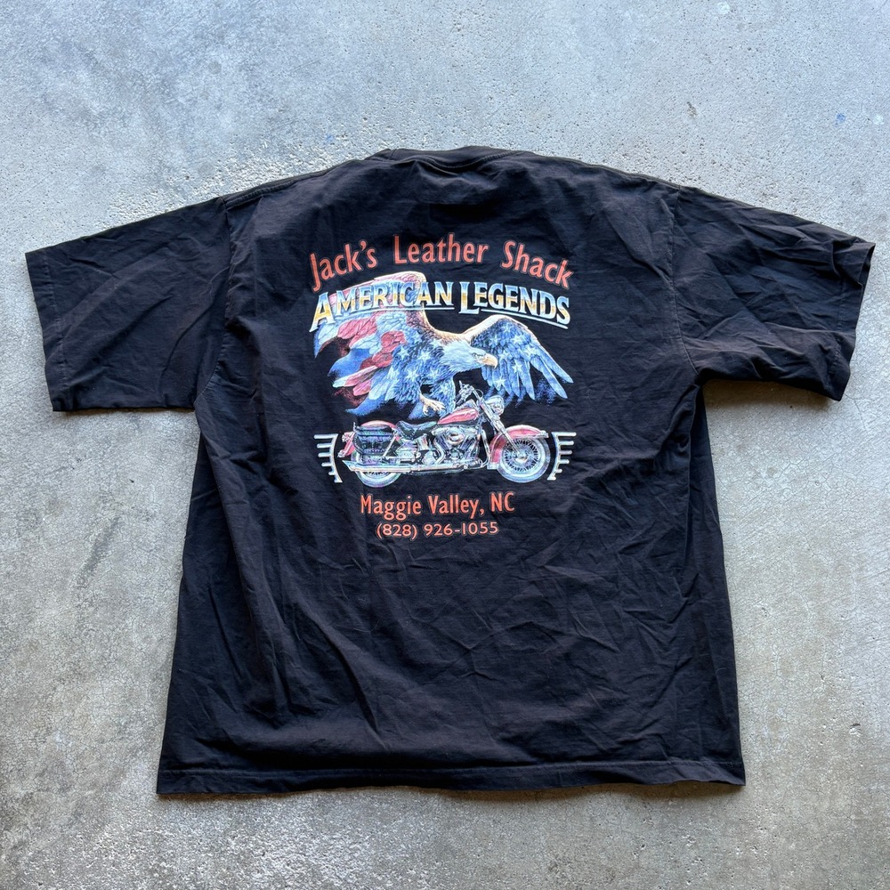 Jacks Leather Shack T-Shirt Mens 2XL‎ American Legends Eagle Motorcycle